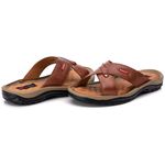 Chinelo Comfort Comfort Masculino em Couro Caramelo 804