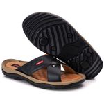 Chinelo Comfort Comfort Masculino em Couro Preto 804