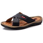 Chinelo Comfort Comfort Masculino em Couro Preto 804