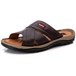 Chinelo Comfort Comfort Masculino em Couro Café 807