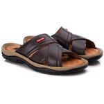 Chinelo Comfort Comfort Masculino em Couro Café 807