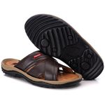 Chinelo Comfort Comfort Masculino em Couro Café 807