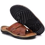Chinelo Comfort Comfort Masculino em Couro Caramelo 807