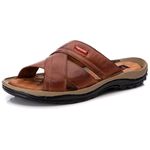 Chinelo Comfort Comfort Masculino em Couro Caramelo 807