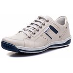 Sapatênis Masculino Couro Gelo/Azul Comfort 3005