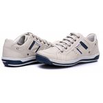 Sapatênis Masculino Couro Gelo/Azul Comfort 3005