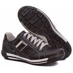 Sapatênis Masculino Couro Preto Comfort 3005