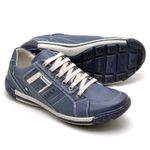 Sapatênis Masculino Couro Azul Comfort 3005