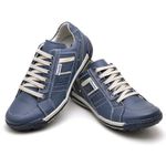 Sapatênis Masculino Couro Azul Comfort 3005