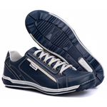 Sapatênis Masculino Couro Azul Comfort 3006