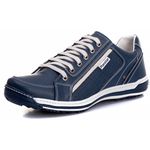 Sapatênis Masculino Couro Azul Comfort 3006