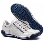 Sapatênis Masculino Couro Gelo/Azul Comfort 3006