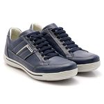 Sapatênis Masculino Couro Azul Comfort 3008