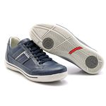 Sapatênis Masculino Couro Azul Comfort 3008