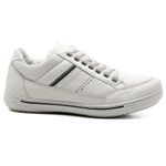Sapatênis Masculino Couro Gelo/Azul Comfort 3008