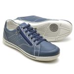 Sapatênis Masculino Couro Azul Comfort 3009