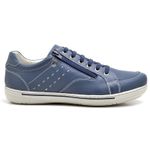 Sapatênis Masculino Couro Azul Comfort 3009