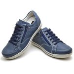 Sapatênis Masculino Couro Azul Comfort 3009