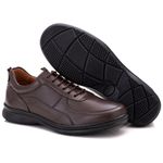 Sapato Comfort Masculino Em Couro Café 031