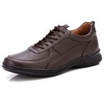 Sapato Comfort Masculino Em Couro Café 031