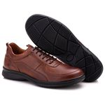 Sapato Comfort Masculino Em Couro Pinhão 031