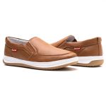 Sapatênis Slip On Masculino Couro Gelo Preto Caramelo