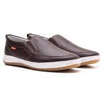 Sapatênis Slip On Masculino Couro Gelo Preto Café