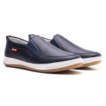Sapatênis Slip On Masculino Couro Gelo Preto Azul