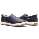 Sapatênis Slip On Masculino Couro Gelo Preto Azul