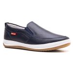 Sapatênis Slip On Masculino Couro Gelo Preto Azul