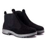 Botina Couro Sintético Camurça Ransterine Preto Comfort