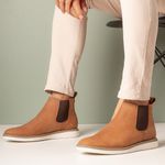 Botina Comfort Masculina Couro Rústico Ransterine Castor
