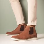 Botina Comfort Masculina Couro Rústico Ransterine Pinhão