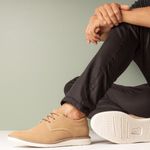 Sapatênis Masculino Ransterine Couro Areia Comfort