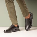 Sapato Comfort Ransterine Masculino em Couro Preto