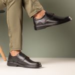 Sapato Comfort Ransterine Masculino em Couro Preto