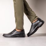 Sapato Comfort Ransterine Masculino em Couro Preto