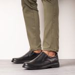 Sapato Comfort Ransterine Masculino em Couro Preto