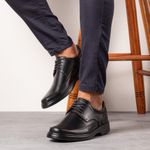 Sapato Comfort Ransterine Masculino em Couro Preto