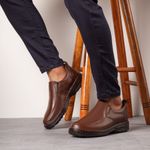 Sapato Comfort Ransterine Masculino em Couro Café