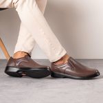 Sapato Comfort Ransterine Masculino em Couro Café