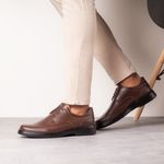 Sapato Comfort Ransterine Masculino em Couro Café
