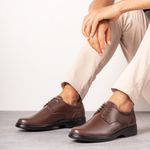 Sapato Comfort Ransterine Masculino em Couro Café