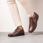 Sapato Comfort Ransterine Masculino em Couro Café
