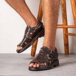 Sandália Comfort Ransterine Masculino em Couro Café