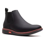 Botina Couro Rústico Ransterine Preta Comfort