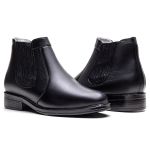 Botina Couro de Carneiro Ransterine Preto Comfort 