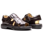 Sandália Comfort Ransterine Masculino em Couro Café