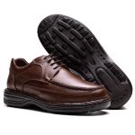 Sapato Comfort Ransterine Masculino em Couro Café