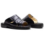 Chinelo Comfort Ransterine Masculino em Couro Preto